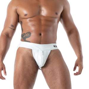 Jockstrap en latex blanc zippé effet seconde peau pour homme, style fetish, avec poche sexy - Product Image 5