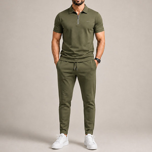 Conjunto Deportivo de Verano de Alta Calidad con Estampado Personalizado, Secado Rápido, Transpirable, Ligero, con Cierre de Cremallera, Pantalones Jogger y Polo de 2 Piezas - Product Image 2