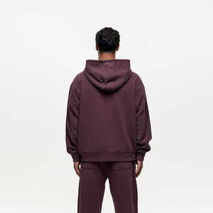 Men's Solid Color Hooded Tracksuit Full Length Loose Fit Casual Sweatshirt And <b>Pants</b> Set Autumn Wear 100% Cotton Breathable - Product Image 2
