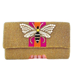 New solder bags Women Beaded Clutch Seed Bead <b>gold</b> color Purses Bags <b>Handbags</b> Handmade Embroidery Seed Beaded women bags - Product Image 1