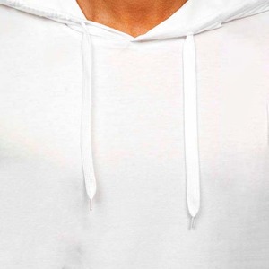 Sweat-shirt à capuche blanc pour homme, 100% coton tricoté, couleur unie, coupe classique, vêtement d'automne - Product Image 4