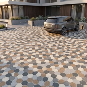 400x400mm 12mm Heavy Duty Ceramic Parking <b>Floor</b> Tiles Punch Finish Anti Slip Outdoor Driveway Garden Walkway Hotel 5 Year - Product Image 2