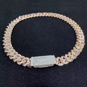 Latest High Quality Hip Hop Rapper Style Link Chain White Gold Tennis Chain with Diamond & <b>Rose</b> Gold Accent Gift for Him - Product Image 2