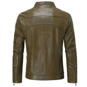 Custom <b>Men</b> Leather Winter <b>Jacket</b> Premium Zip-Up Stand Collar <b>Soft</b> Comfortable Lining Durable Casual Riding Travel Everyday Wear - Product Image 2