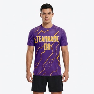 Maillot de football personnalisé sublimé respirant à séchage rapide en mélange coton-polyester avec motif rayé pour adultes unisexes - Product Image 1