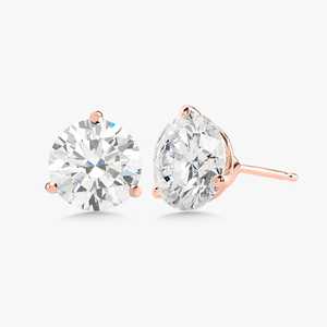 6 Carat Round Cut Lab Grown Diamond Stud Earrings 3ct Three Prong Martini Solitaire For Women 10k 14k 18k <b>Solid</b> Gold Manufacture - Product Image 1