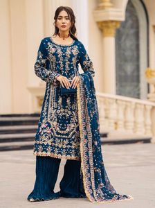 Heavy Chinon <b>Kurti</b> with Palazzo Set for Women Designer Ethnic Wear Party Wear Festive Outfit Stylish Kurta Palazzo Set - Product Image 2