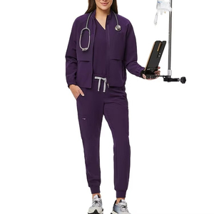 Chaqueta de Enfermera de Alta Calidad, Estilo Jogger Cómodo, Cuello Acanalado Elegante, Hecha de Spandex para Uniformes Profesionales - Product Image 1