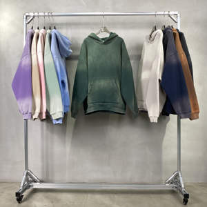 Sweats à capuche unisexe en coton épais personnalisable pour hommes avec logo brodé et capuche épaisse bouffante surdimensionnée - Product Image 2