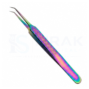 Pinces à épiler professionnelles en acier inoxydable arc-en-ciel pour extensions de cils |   Pinces à cils à pointe fine pour cils volumineux et classiques - Product Image 1