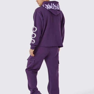 Conjunto de Sudadera y Pantalones Deportivos Holgados de Dos Piezas para Hombre, con Estampado Personalizado, 100% Algodón Felpa, Costuras en Contraste, Corte Recto, ODM - Product Image 4