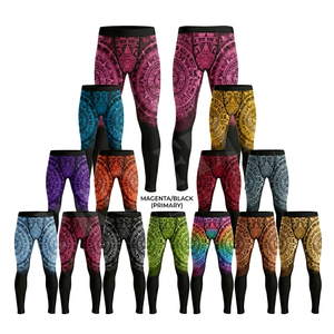 3D Printed Customized Design Sublimation Soft Durable Spandex Polyester High Waist Compression Leggings For Men's Custom Pants - Product Image 1