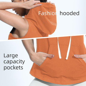 Débardeur à capuche sport pour femme, séchage rapide, respirant, en tissu tricoté, pour entraînement fitness en extérieur, course à pied et yoga - Product Image 3
