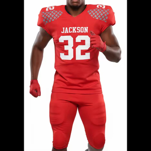 ชุดยูนิฟอร์มอเมริกันฟุตบอลแบบสั่งทำพิเศษสำหรับผู้ชายไซส์ใหญ่ คุณภาพระดับพรีเมียม OEM พร้อมลายพิมพ์แบบ Sublimation ผลิตจากโพลีเอสเตอร์ 100% - Product Image 1