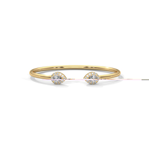 Open <b>Cuff</b> Bangle <b>Bracelet</b> Gold Plated Stainless Steel Cubic Zirconia Oval Pear Crystal Jewelry for Women - Product Image 2