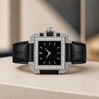 Montre mécanique ETA de haute qualité avec verre carré en cristal de moissanite, bracelet durable en acier inoxydable, aiguilles pour hommes et femmes, style moderne