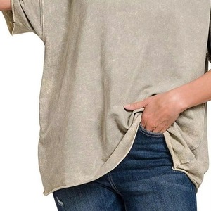 เสื้อยืดทรงบ็อกซี่สำหรับผู้หญิง ผลิตตามสั่ง (OEM) ผู้ผลิตเสื้อยืดโอเวอร์ไซส์แขนสั้นผ้าฝ้าย สไตล์ลำลอง มีจำหน่ายสำหรับการสั่งซื้อจำนวนมาก - Product Image 5