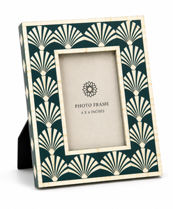 Elegant Rectangular <b>Wood</b> <b>Photo</b> <b>Frame</b> 4x6 Inches Handmade with Fan Pattern Design Vertical Tabletop Display - Product Image 1