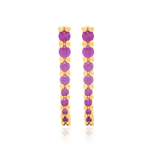 Ruby <b>Stud</b> <b>Earrings</b> 10K Solid Real Gold Plated Channel Set Classic Women's Fashion Jewelry Party <b>Earrings</b> - Product Image 3