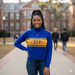 เสื้อสเวตเตอร์คอเต่า Sigma Gamma Rho Sorority สำหรับผู้หญิง เสื้อถักคอสูงลำลอง เสื้อคอเต่าแบบสวม เสื้อโปโลคอเต่า เสื้อสเวตเตอร์อุ่นๆ - Product Image 5