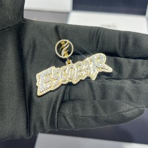Collier Hip Hop avec pendentif lettre en diamant glacé plaqué or, bijoux de rappeur, breloques de fête certifiées IGI - Product Image 6