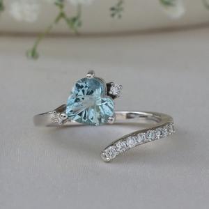 Anillo de Aguamarina Natural, Joyería Vintage Minimalista con Piedras Preciosas para Mujer, Regalo de Piedra de Nacimiento de Marzo, Anillo Elegante - Product Image 6