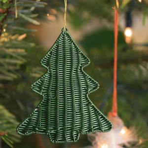 Adornos de ratán hechos a mano en forma de árbol de Navidad, decoración de pared, perchas de mimbre - Product Image 3