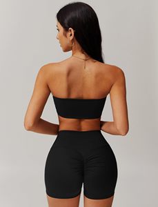 Conjunto de Yoga sin Costuras de 2 Piezas, Top Corto de Cintura Alta y Pantalones Cortos, Ropa Deportiva sin Tirantes de Color Sólido para Mujer - Product Image 6