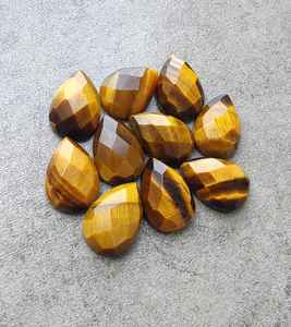 Pierre précieuse naturelle œil de tigre, forme poire, taille chevron, goutte d'eau, calibrée, pour bijoux - Product Image 4