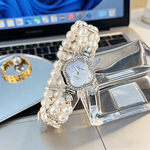 Montre pour femme en alliage minimaliste de luxe avec mouvement à quartz, bracelet élastique, affichage tendance, montre-bracelet pour femme - Product Image 2