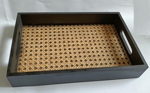 TIME 2 DECOR Hexagonal Wood Woven Decorative Tray with Handle Geometric Design Modern Single Piece for Diwali Dining Table - Product Image 2