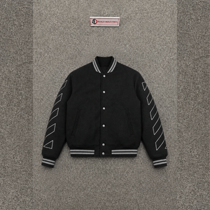 Veste universitaire CLASSIQUE NOIRE avec motif géométrique sur les manches, coupe classique, col rabattu, tenue décontractée d'automne, MODE PREMIUM T - Product Image 5