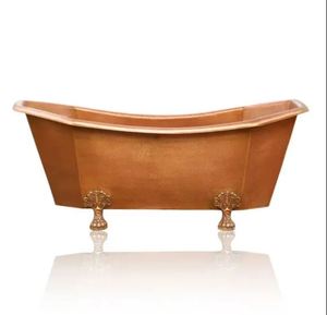 Antique Color Pure Copper Hammered Double Slipper Free Standing Handcrafted Copper <b>Bath</b> Tub - Product Image 1