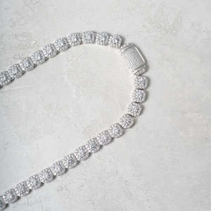 Cluster Diamond Tennis Necklace 925 Sterling Silver VVS Moissanite <b>Cushion</b> Link Tennis Chain Luxury Jewelry - Product Image 2