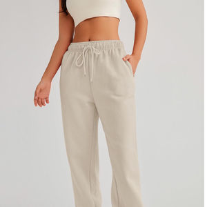 Pantalon de jogging pour femme, coupe oversize, jambe large, en molleton doux, style streetwear décontracté et confortable, avec cordon de serrage, Printemps - Product Image 3