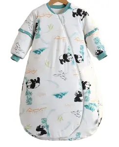Sac de couchage thermique en forme de U pour bébé en coton panda sauvage sac de couchage fin printemps automne avec manches détachables