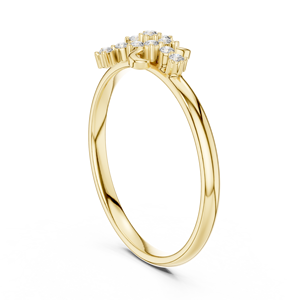 Anillo Asimétrico con Diamantes de Corte Redondo Minimalista para Mujer, Anillo de Oro Sólido de 14k para Regalo, Compromiso, Aniversario, Boda - Product Image 4