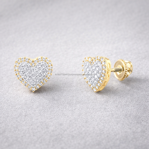 0.50 Ct Natural Round Brilliant Cut Diamond Heart Shaped <b>Stud</b> <b>Earrings</b> 10k Yellow Gold Luxury <b>Fine</b> Jewelry for Women - Product Image 1