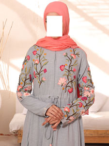 Abaya Traditionnelle Femme Musulmane en Gros, Abayas Imprimées à Manches Longues, Double Robe Ouverte sur le Devant, en Polyester, Col en V - Product Image 6