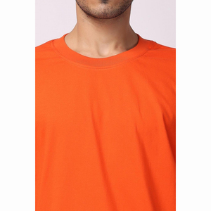 Men's <b>Orange</b> Short Sleeve O-Neck <b>T</b>-<b>Shirt</b> Regular Fit Casual Style 100% Cotton Jersey Knitted Solid Color Blank Design - Product Image 4