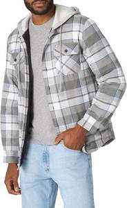 Chaqueta de Franela Estilo Occidental para Hombre, Camisa con Capucha a Cuadros de Algodón, Forro de Sherpa, Bolsillos Grandes con Parches, Premium, Casual de Invierno - Product Image 3