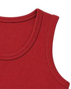 Camiseta sin mangas de algodón acanalado rojo personalizada para hombre, estilo casual, ajustada, para verano, gimnasio, chaleco elástico, camiseta interior, top personalizado. - Product Image 5