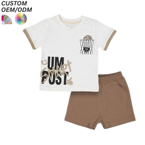 Conjunto de Ropa para Niños Personalizado, Estampado Animal, Informal, de Algodón, Traje de Verano, Camiseta y Pantalones Cortos, Soporte OEM ODM para Venta al Por Mayor - Product Image 3