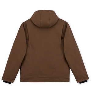 Men Brown Hooded Zip-Up Jacket With Fleece Lining And Front Pockets Winter Protection Workwear - Product Image 2
