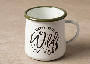 White Iron Enamel Mug Into The Wild Forest Mountain Print Metal Coffee <b>Cup</b> Wholesale Direct Factory Partner Market Global Hub - Product Image 3