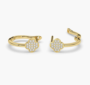 Boucles d'oreilles clous de luxe plaquées or 14 carats, diamants de laboratoire taille brillant rond vintage, pour bijoux de mariage féminins - Product Image 4