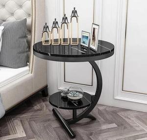 Modern <b>Black</b> Marble Top <b>Console</b> Table with Curved Pedestal Base Contemporary Living Room Accent Furniture - Product Image 3