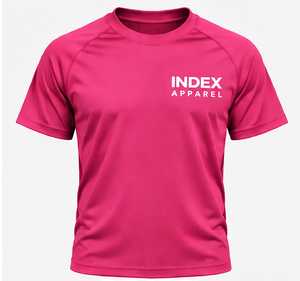 เสื้อยืดแขนสั้นสีชมพูสำหรับผู้ชาย ทรงปกติ คอกลม พิมพ์ลาย แห้งเร็ว สวมใส่สบาย - Product Image 1