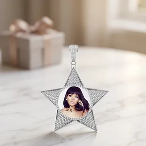Colgante de Diamante Cultivado en Laboratorio con Foto de Estrella, Colgante Personalizado de Oro Estilo Hip Hop con Incrustaciones de Diamantes, Joyería de Lujo Hecha a Medida - Product Image 3
