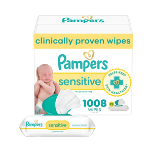 Toallitas Húmedas para Bebé Pampers, Sensibles, a Base de Agua, Clínicamente Probadas, Hipoalergénicas y Sin Perfume, 1008 Toallitas en Total - Product Image 1